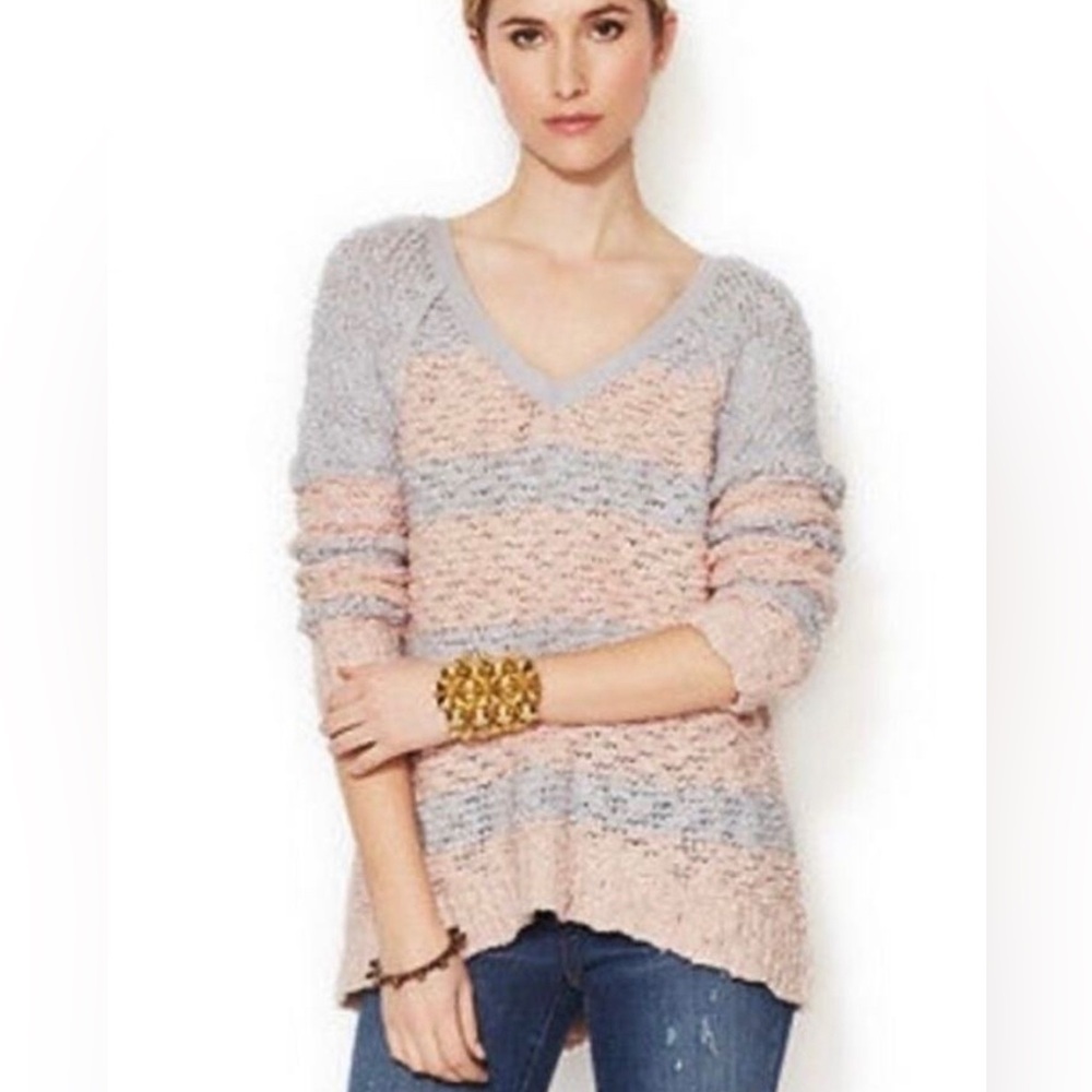 Free People Women’s Songbird Chunky Knit V- neck Sweater Size Medium